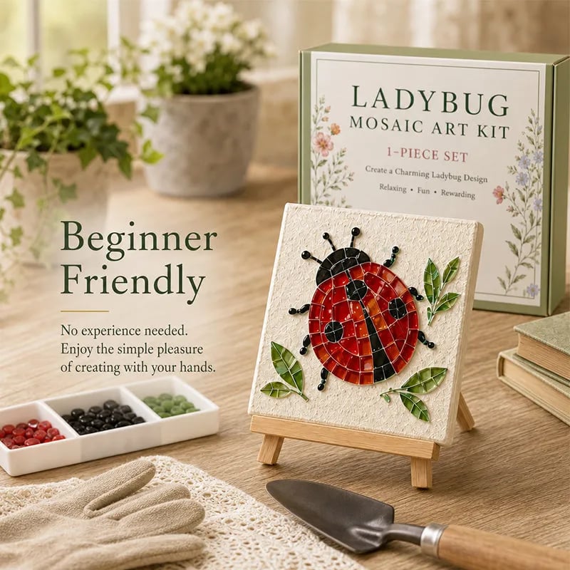 🌿Watering Can Mosaic Art Kit | Beginner-Friendly Floral DIY Craft with Vibrant Mosaic Beads & Sturdy Display Base✨