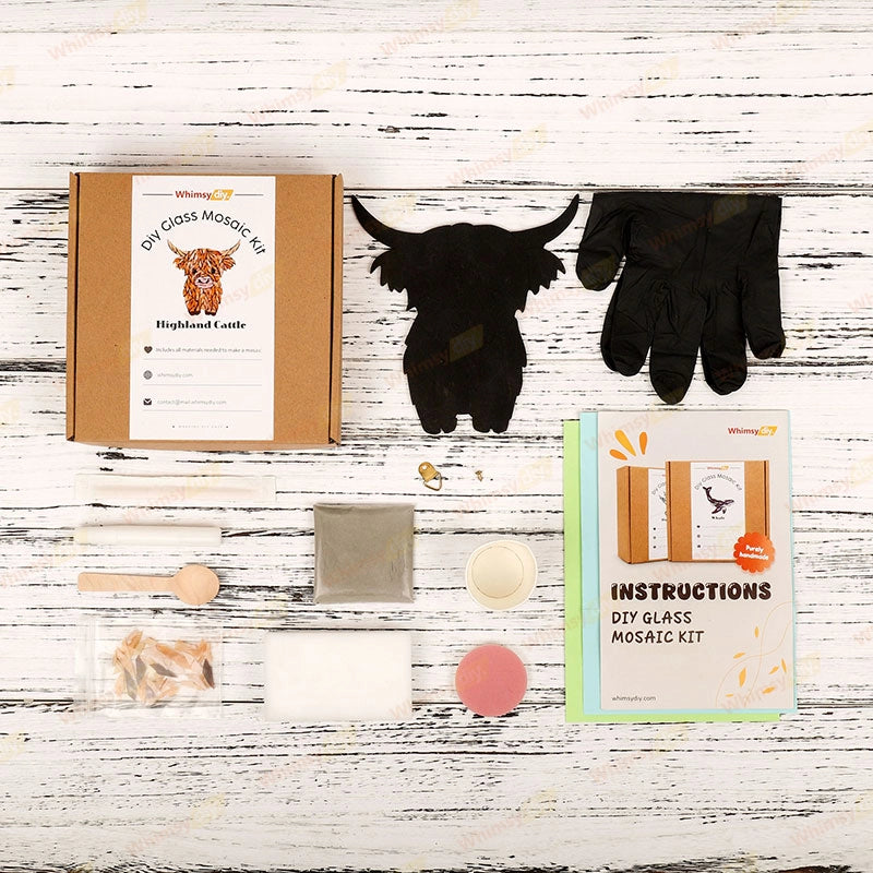 Whimsy DIY Highland Cow Glass Mosaic Kit Puzzles