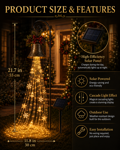 🎄HOT SALE 50% OFF💕 -🔔Christmas Bell Cascade Solar Yard Lights for Magical Outdoor Holiday Decor🎄