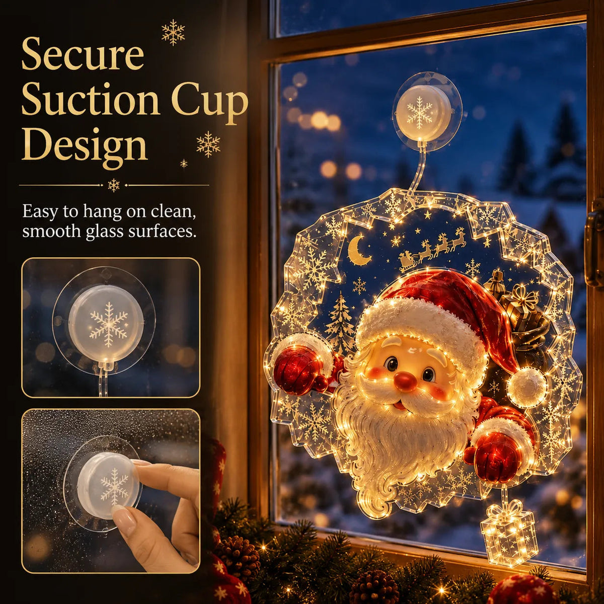🔥 Last Day 50% OFF✨-🎄Lighted Christmas Window Decor with Warm LEDs🪟