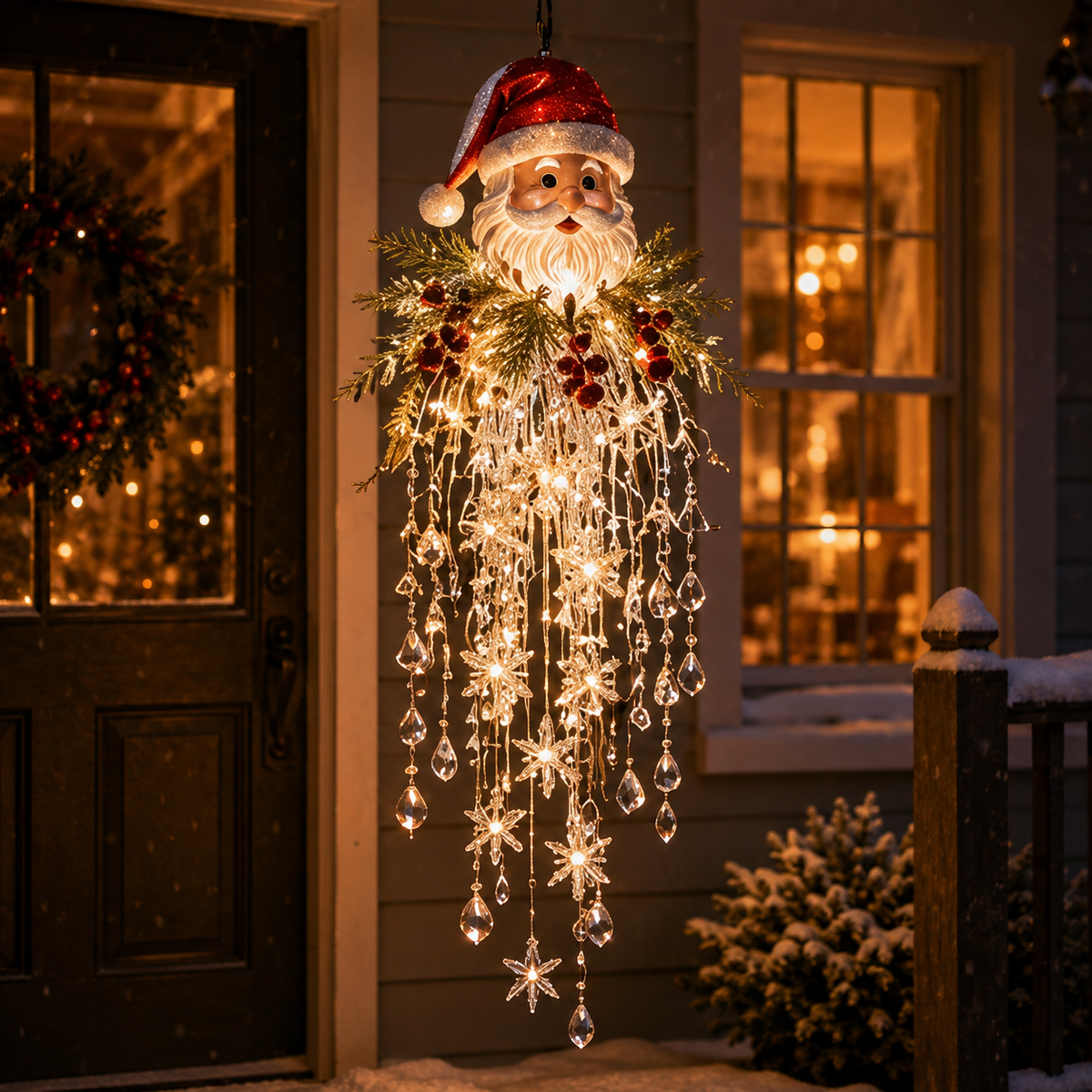 Crystal Cascade Christmas Light™ – Hanging Snowflake & Crystal LED Porch Décor ✨❄️