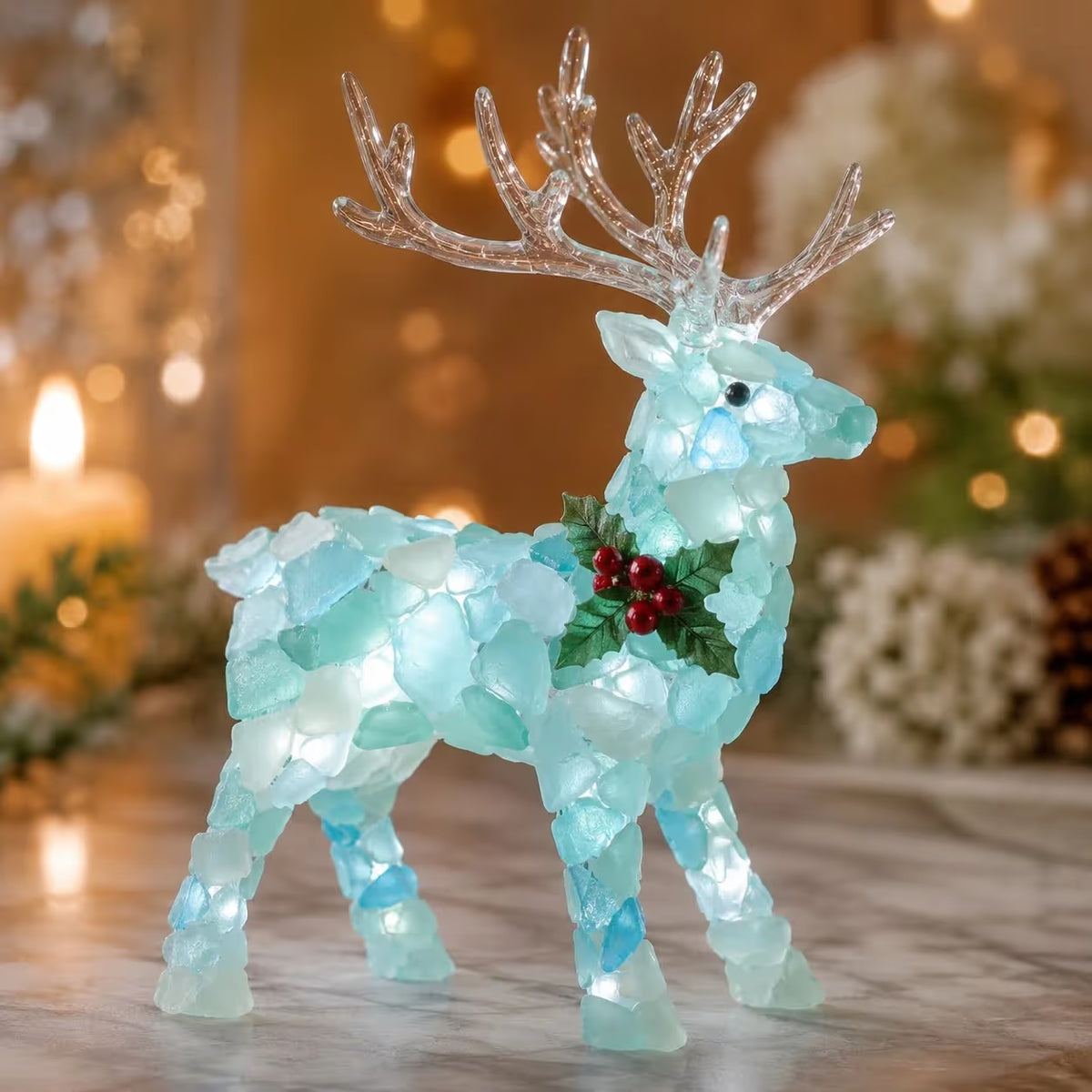 🎁Last Day 50% OFF✨-🎅 Lighted Sea Glass Santa DIY Kit for Easy, Festive Christmas Decorating ✨