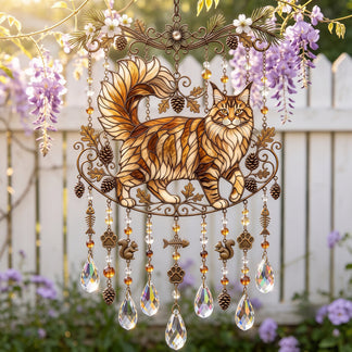 ⏰Last day Promotion 🔥-🐱 Cat Suncatcher Wind Chime Adds Charming Light & Love to Any Cat Lover’s Home ✨