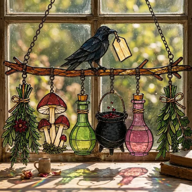 🖤 Holiday Celebration 50% OFF ✨-🐦‍⬛Gothic Raven Suncatcher for Magical Windows ⭐