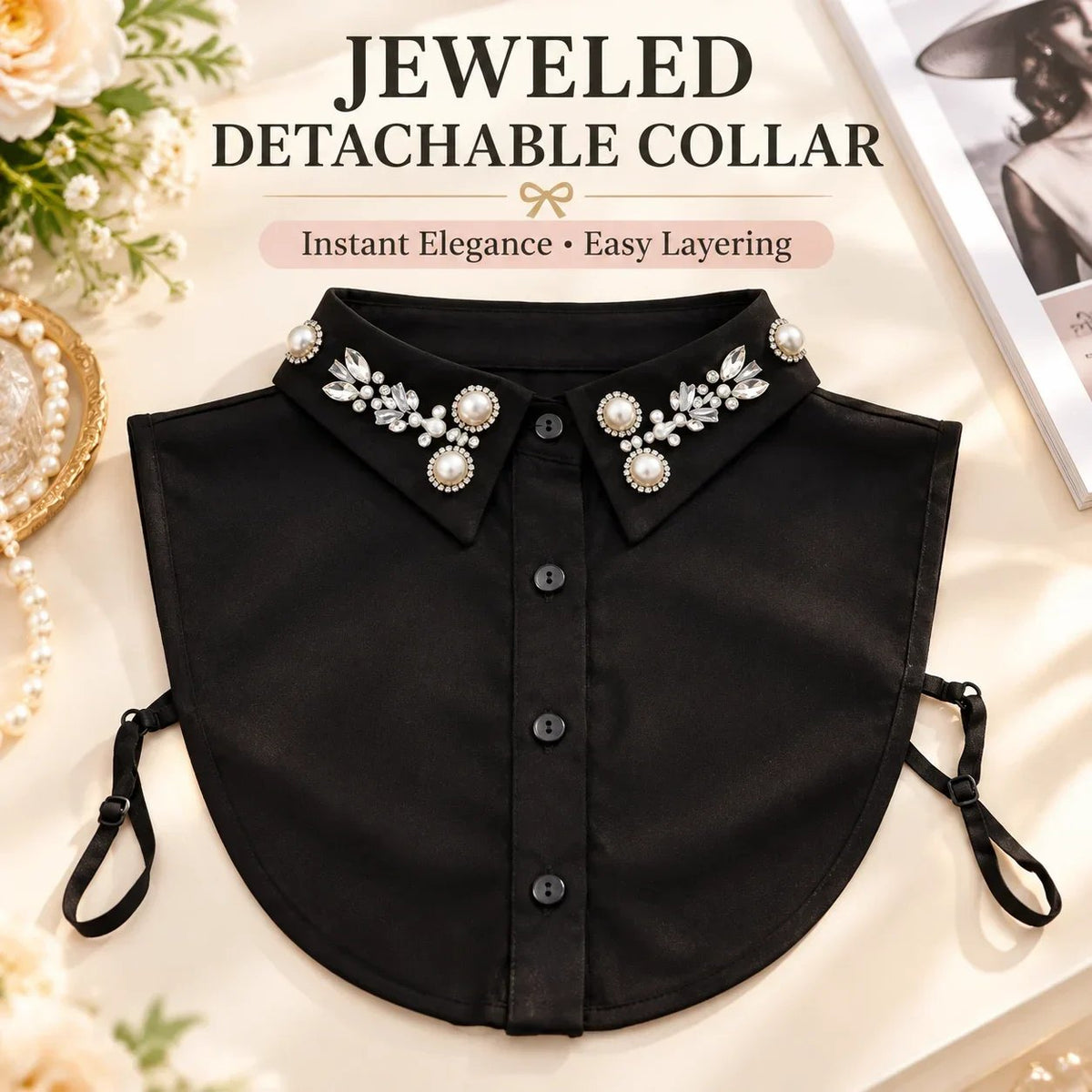🔥 Holiday Celebration 50% OFF ✨-Add Instant Elegance with This Jeweled Detachable Collar 💎