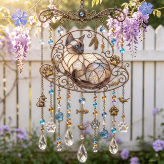 ⏰Last day Promotion 🔥-🐱 Cat Suncatcher Wind Chime Adds Charming Light & Love to Any Cat Lover’s Home ✨