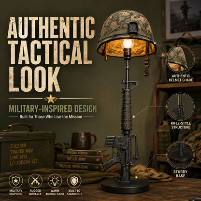 🪖 Last Day 50% OFF✨-💡Tactical Rifle & Helmet Table Lamp with Trigger Switch for Unique Military-Style Decor 🔥