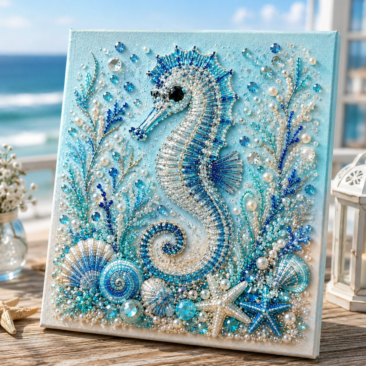 🌊✨ Ocean-Themed Pearl Art DIY Kit — Create Enchanting Coastal-Style Art