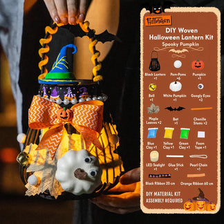 ⏰Last day Promotion 🔥-🎃 DIY Light-Up Halloween Trick-or-Treat Basket Kit for a Fun & Spooky Night ✨