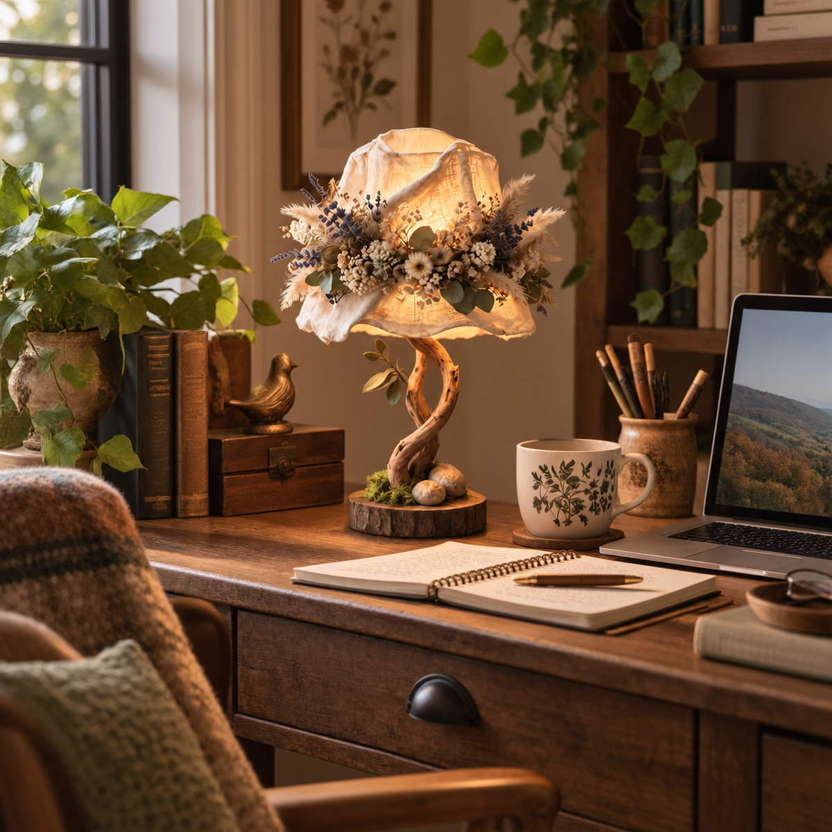 🔥 Last Day 50% OFF✨-Botanical Woodland Table Lamp 🌿