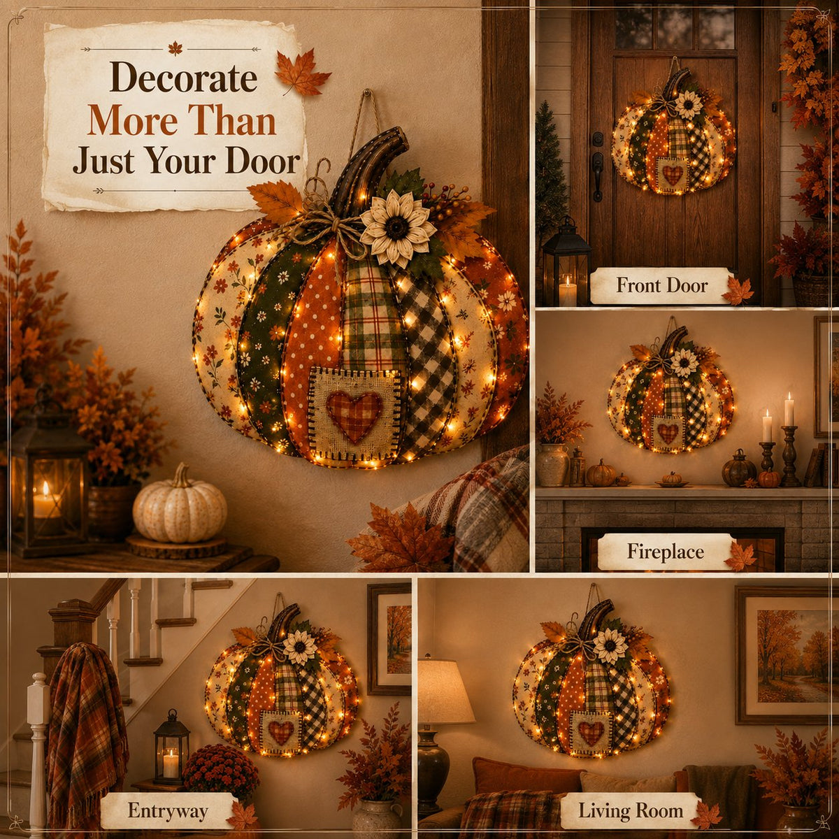 ⌛ Last Day 50% OFF✨-🎃 3D Light Up Pumpkin Hanging Decor for Cozy Fall, Halloween ✨