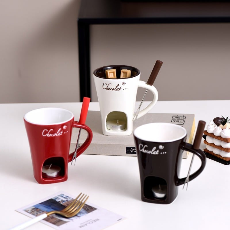 ☕ Last Day 50% OFF🕯️-🍫Handmade Chocolate Melting Mug for Cozy DIY Fondue & Sweet Holiday Treats 🎄
