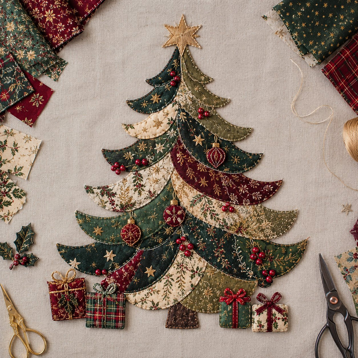 🔥 Holiday Celebration 50% OFF ✨-🎅Christmas Patchwork Fabric DIY Decor Kit for Fun Holiday Crafting & Festive Home Decor 🎄