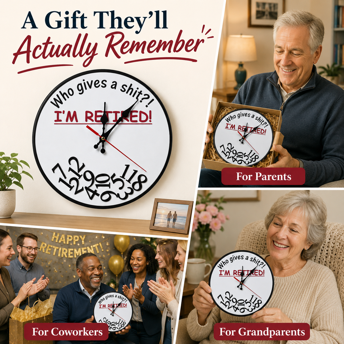 Retirement Humorous Quote Wall Clock