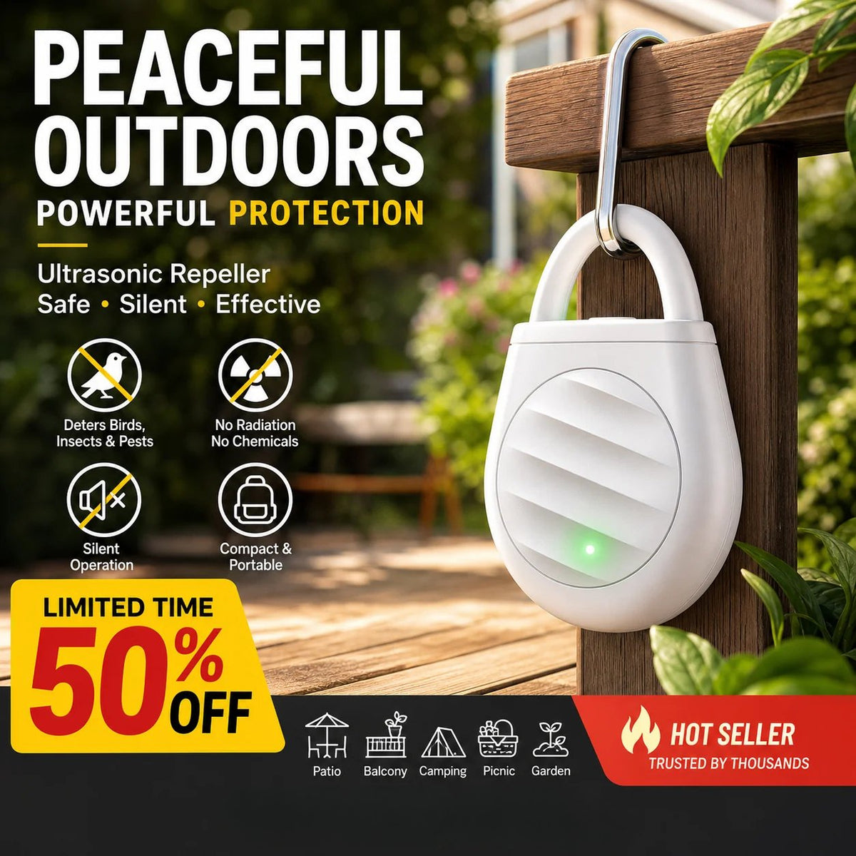 🔥 LAST CHANCE — 50% OFF! 🐦 Keep Unwanted Birds & Pests Away! Portable Ultrasonic Bird Repellent Keychain