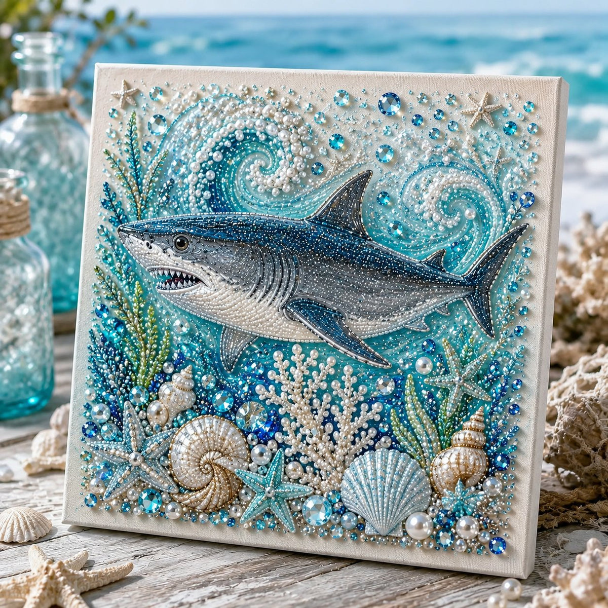 🌊✨ Ocean-Themed Pearl Art DIY Kit — Create Enchanting Coastal-Style Art