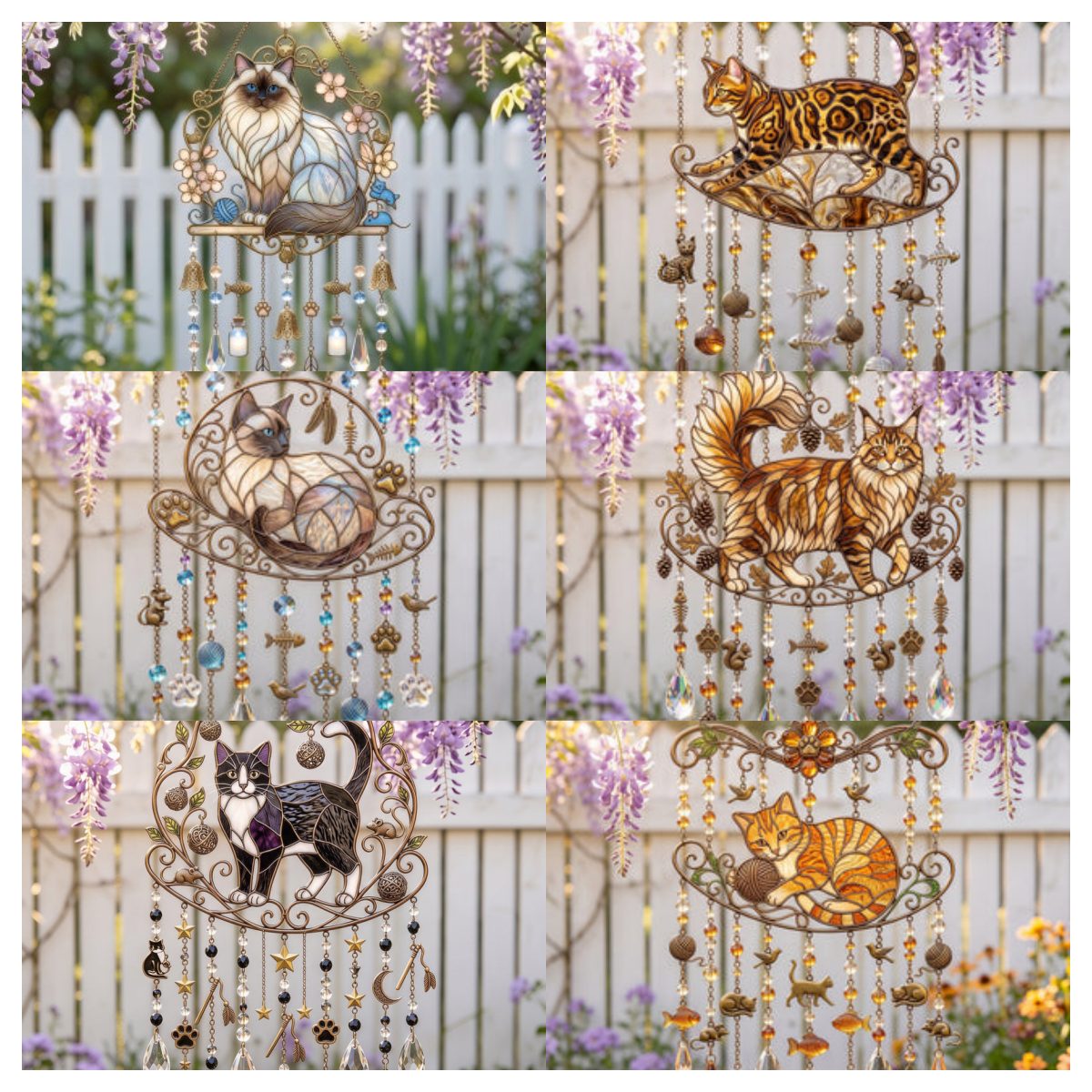 ⏰Last day Promotion 🔥-🐱 Cat Suncatcher Wind Chime Adds Charming Light & Love to Any Cat Lover’s Home ✨