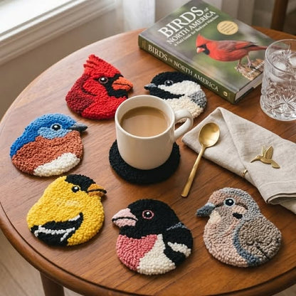 ⏰Last day Promotion 🔥-🐦 DIY Bird Coaster Punch Needle Kit for Fun & Relaxing Crafting ✨
