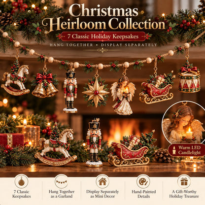 7-Piece Vintage Christmas Garland |Removable 3D Ornaments