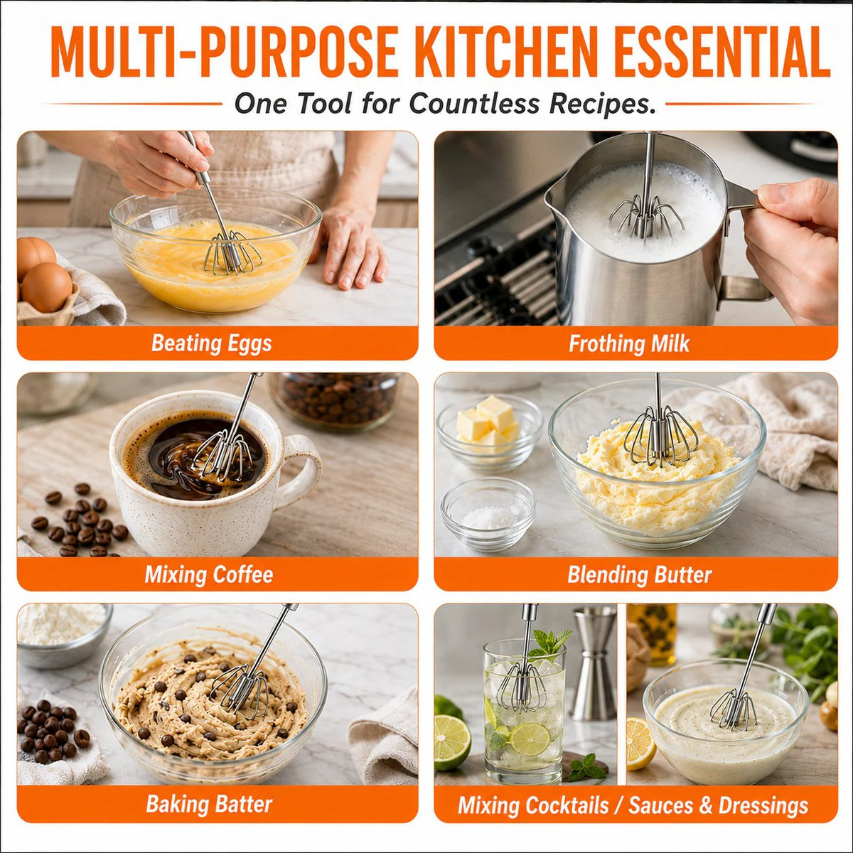 Hand-Push Rotary Whisk