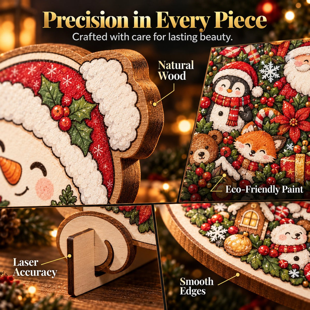 🔥 Last Day 50% OFF✨-🧩Wooden Christmas Puzzle with Stand – 8 Festive Designs to Build & Display 🎄