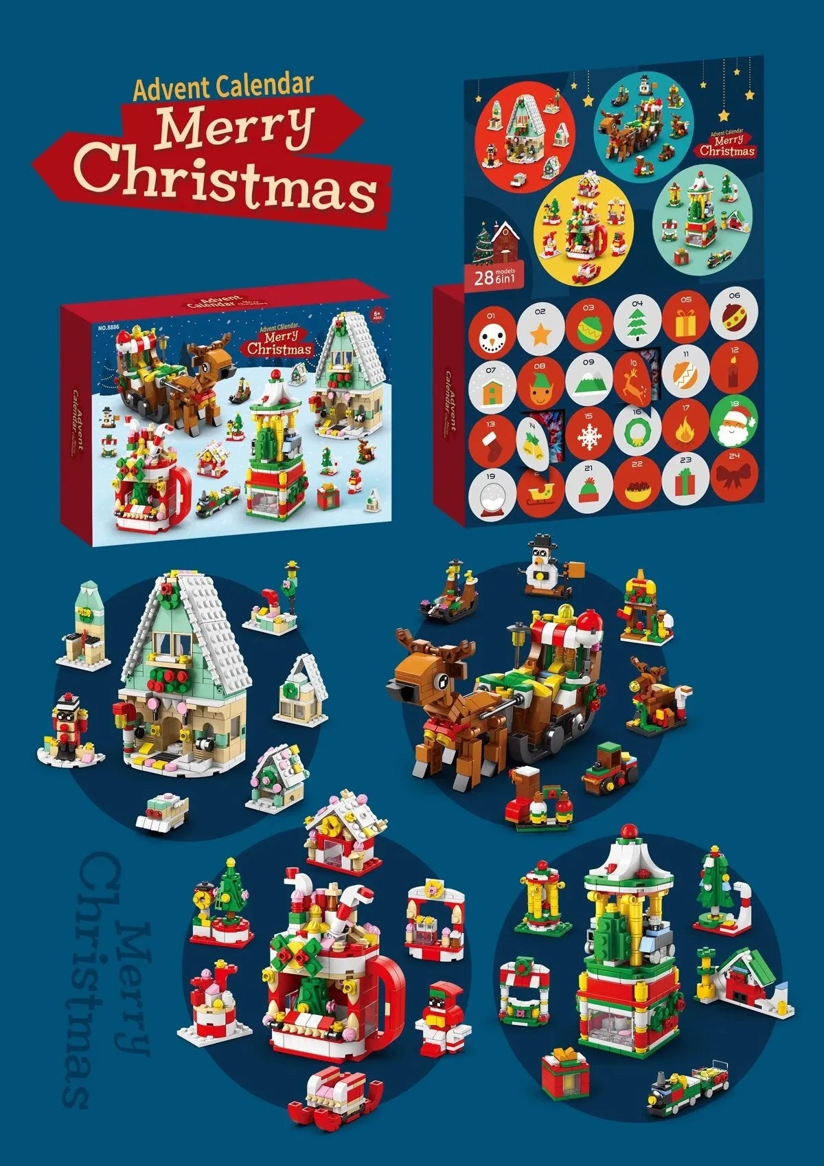 ⏰Last day Promotion 🔥-🎄 DIY Christmas Countdown Building Block Set with Daily Surprise Blind Boxes 🎁