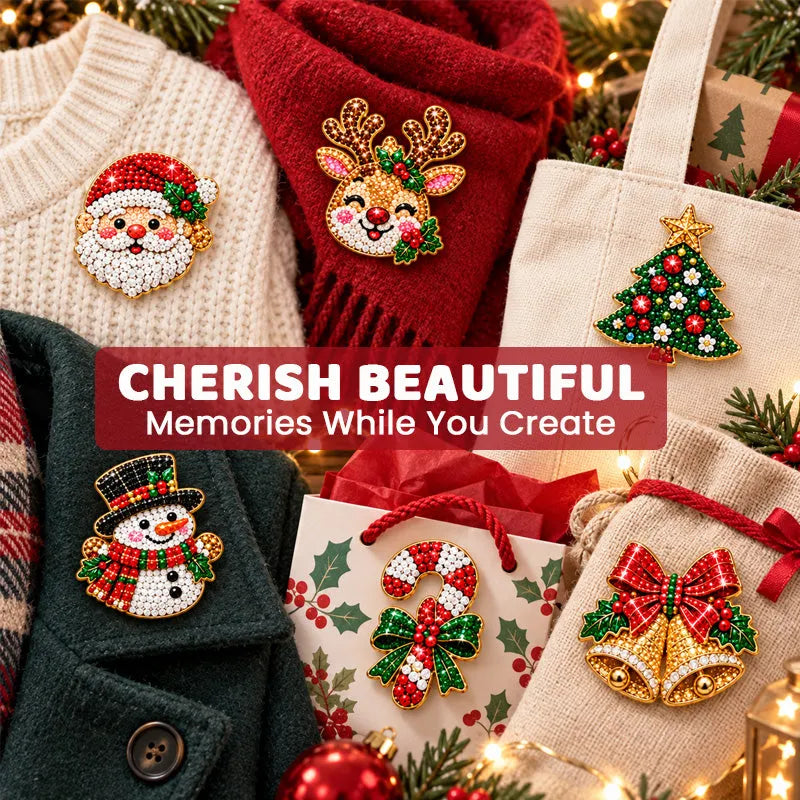 ⏰Last day Promotion 🔥-🎄DIY Christmas Diamond Brooch Kit with 6 Festive Designs 🎁