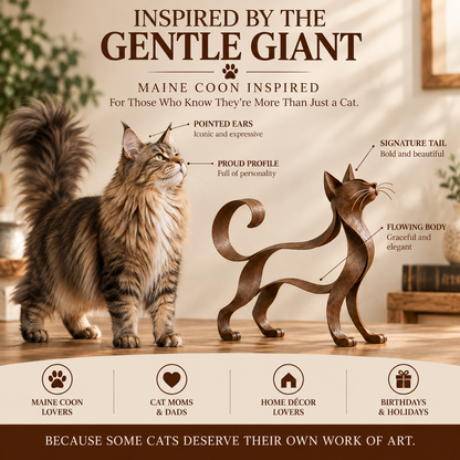 🐱 Maine Coon-style metal cat sculpture