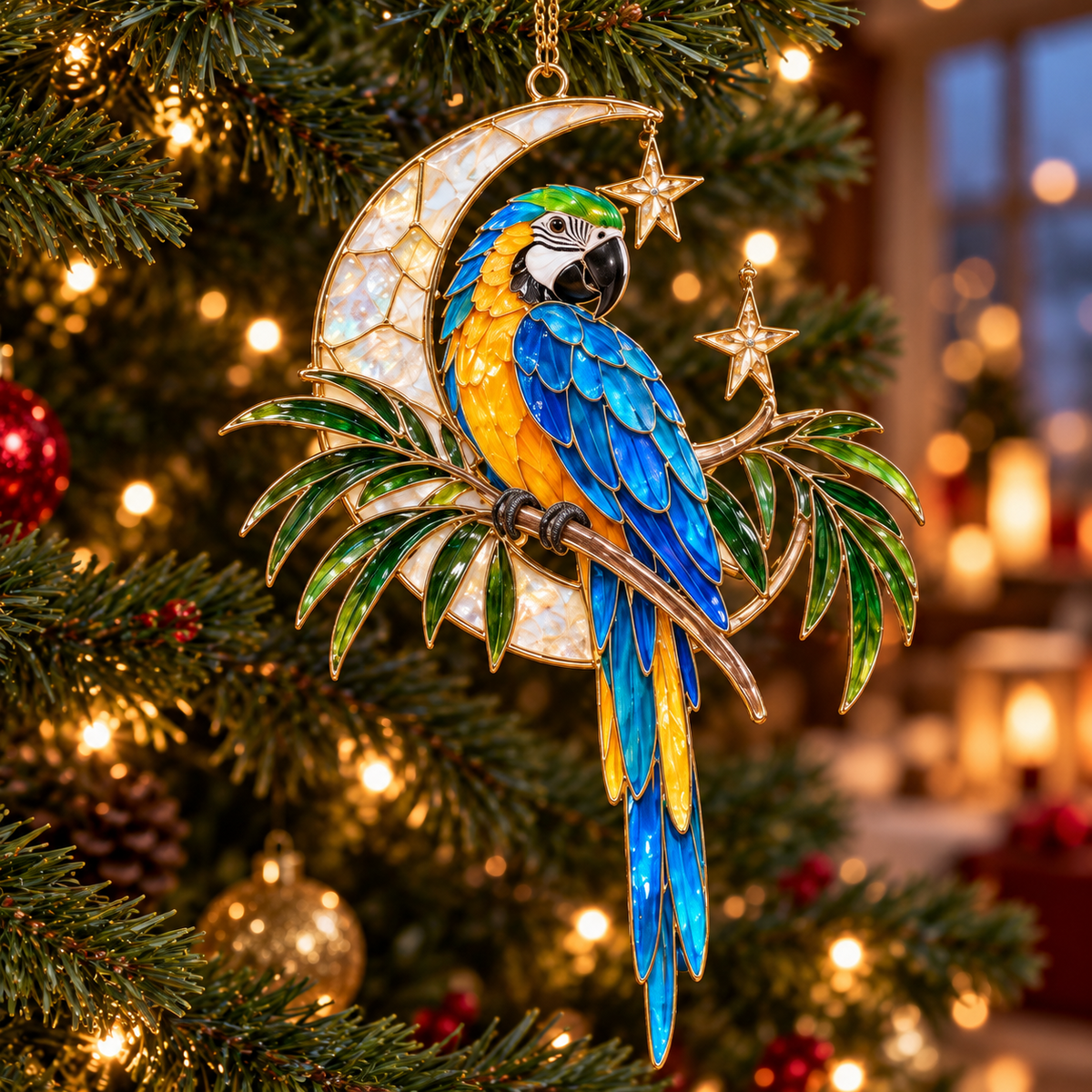 🦜 Holiday Celebration 50% OFF ✨-Colorful Tropical Parrot Christmas Ornaments Set of 6 🌴