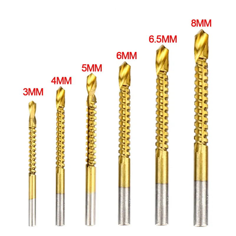 Six drill bit sizes from 3mm to 8mm