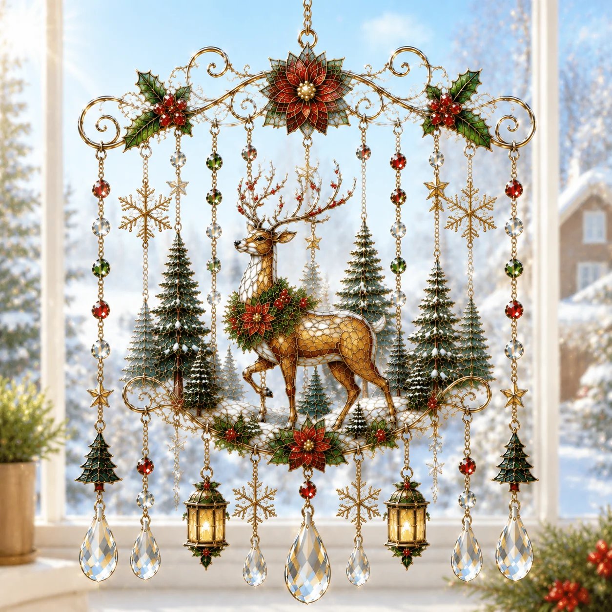 🔥Last Day 50% OFF - Handmade Christmas Stained Glass Window Hanging