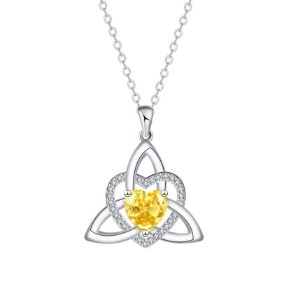 Birthstone Celtic Trinity Knot Heart Necklace✨ Heart Shape Celtic Trinity Knot Birthstone Pendant