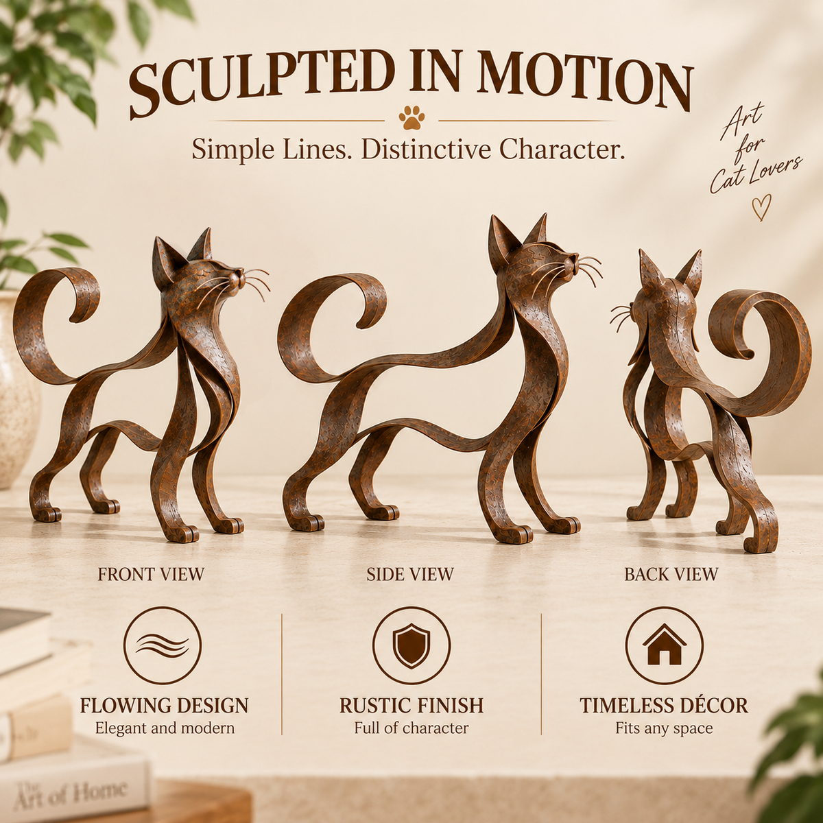🐱 Maine Coon-style metal cat sculpture