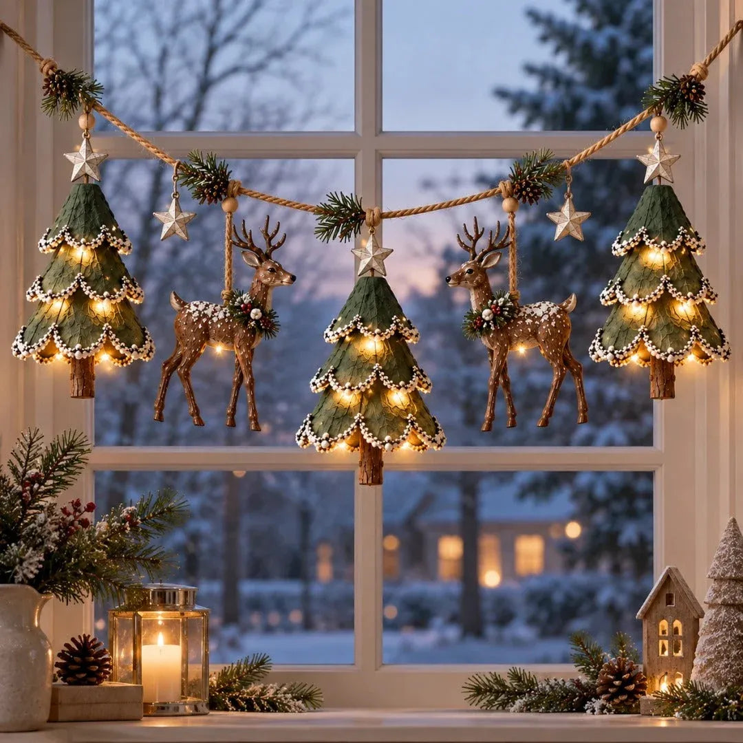 🦌 Holiday Celebration 50% OFF ✨-🌲 Lighted Woodland Christmas Garland for Magical Holiday Decor 🌟