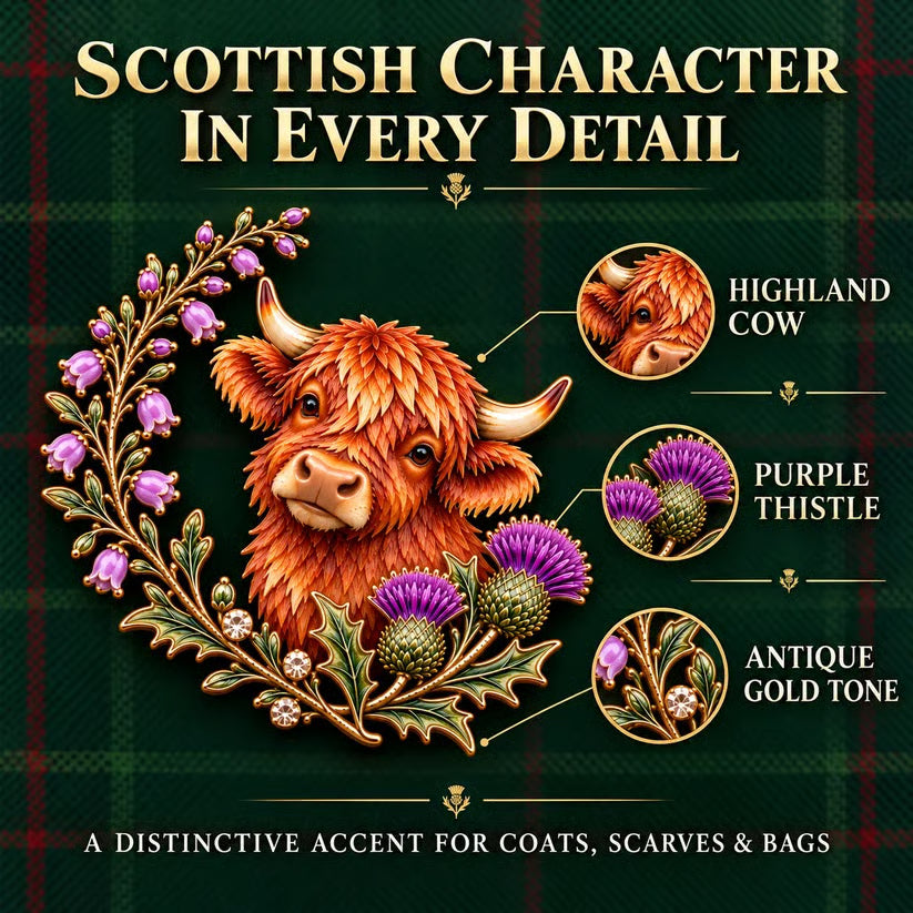 🏴 Last Day 50% OFF✨-🐮 Scottish Highland Cow Thistle Enamel Brooch 🌿