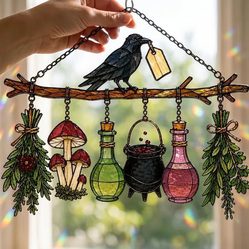 🖤 Holiday Celebration 50% OFF ✨-🐦‍⬛Gothic Raven Suncatcher for Magical Windows ⭐