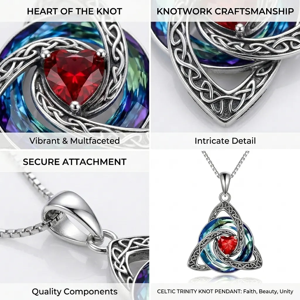 ✨ 50% OFF – Birthstone Celtic Trinity Knot Necklace – Silver-Plated Crystal Pendant Jewelry