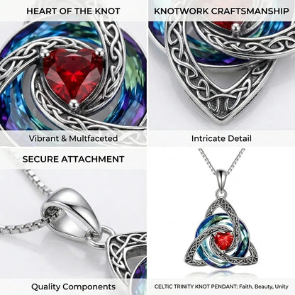 ✨ 50% OFF – Birthstone Celtic Trinity Knot Necklace – Silver-Plated Crystal Pendant Jewelry