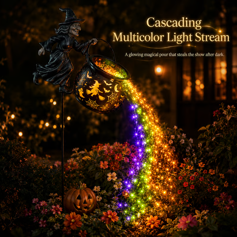 🧙‍♀️ Halloween Witch Cauldron Garden Light | Spooky Outdoor Decor for Yard & Pathway 🎃