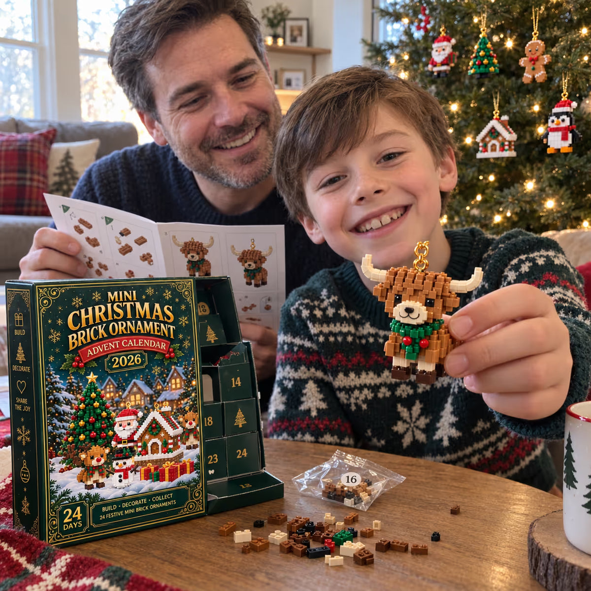 ⏳ Last Day 50% OFF🎁 – 🎄24-Day Christmas Brick Ornament Advent Calendar 🧱