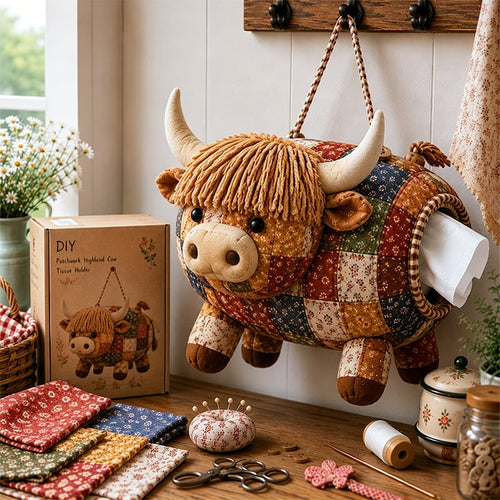 ⏰Last day Promotion 🔥-🐻 Create a Cute Patchwork Animal Tissue Box with This Fun DIY Sewing Kit ✨