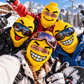 😂Fun Yellow Ski Mask — 4 Wacky Expressions 🎿