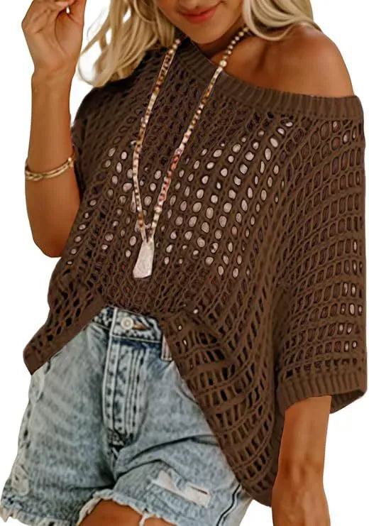 🔥Last day Promotion -🌸 Women's Open-Knit Crochet Top – Perfect for Casual Summer Outfits ☀️