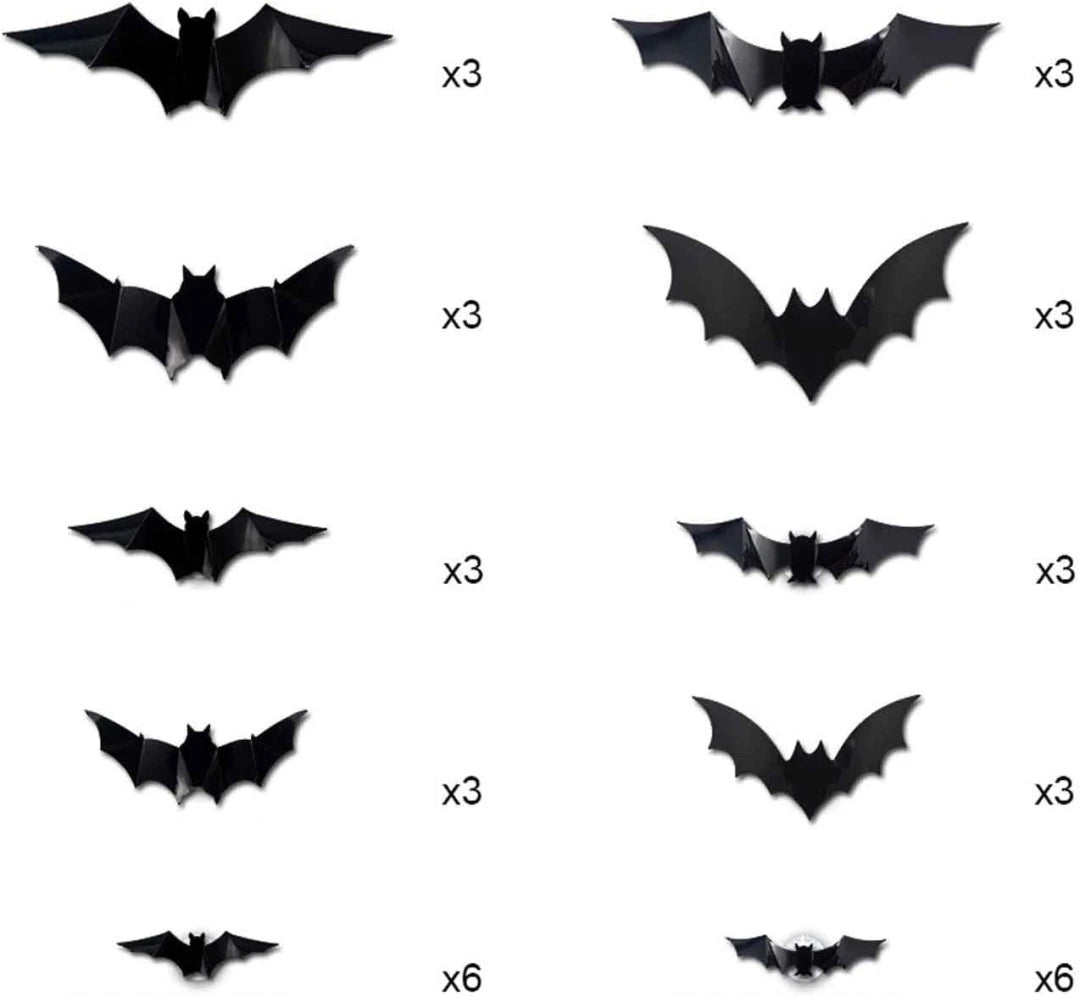 🦇 3D LED Flying Bats Halloween Wall Decor | 12-60PCS Realistic Bat Stickers with Lights