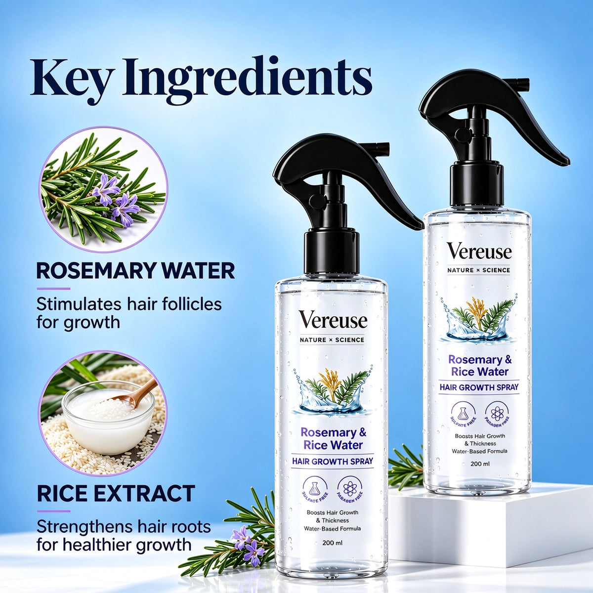 💧 Holiday Celebration 50% OFF ✨-Nourish Your Hair with Rosemary & Rice Water Spray ✨