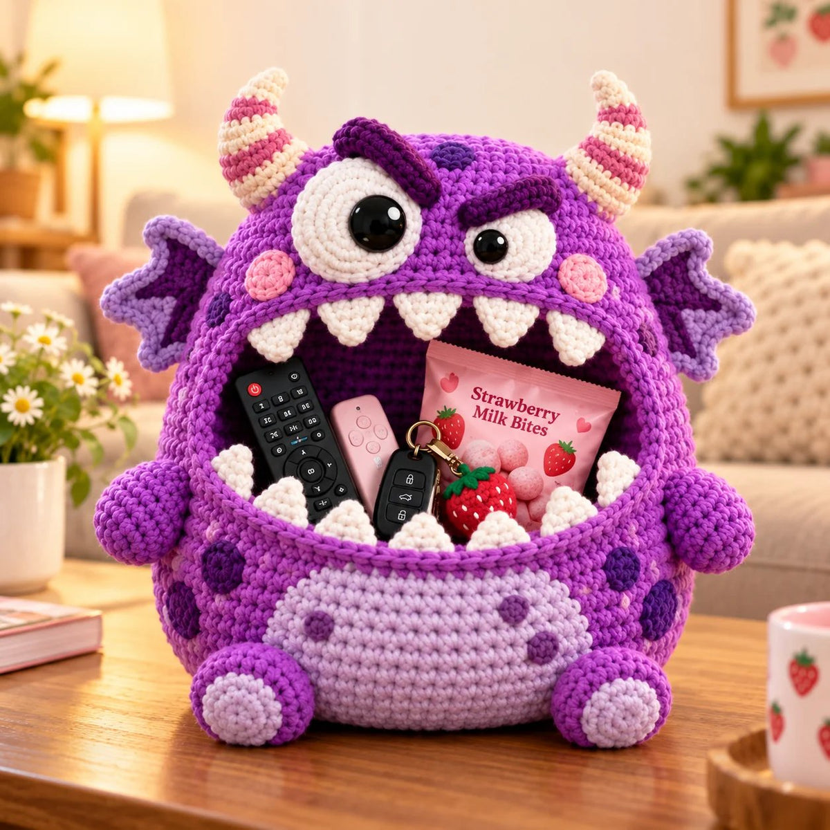 👾 Last Day 50% OFF✨-🧶Cute Hungry Monster Crochet Storage Buddies for Clutter ✨