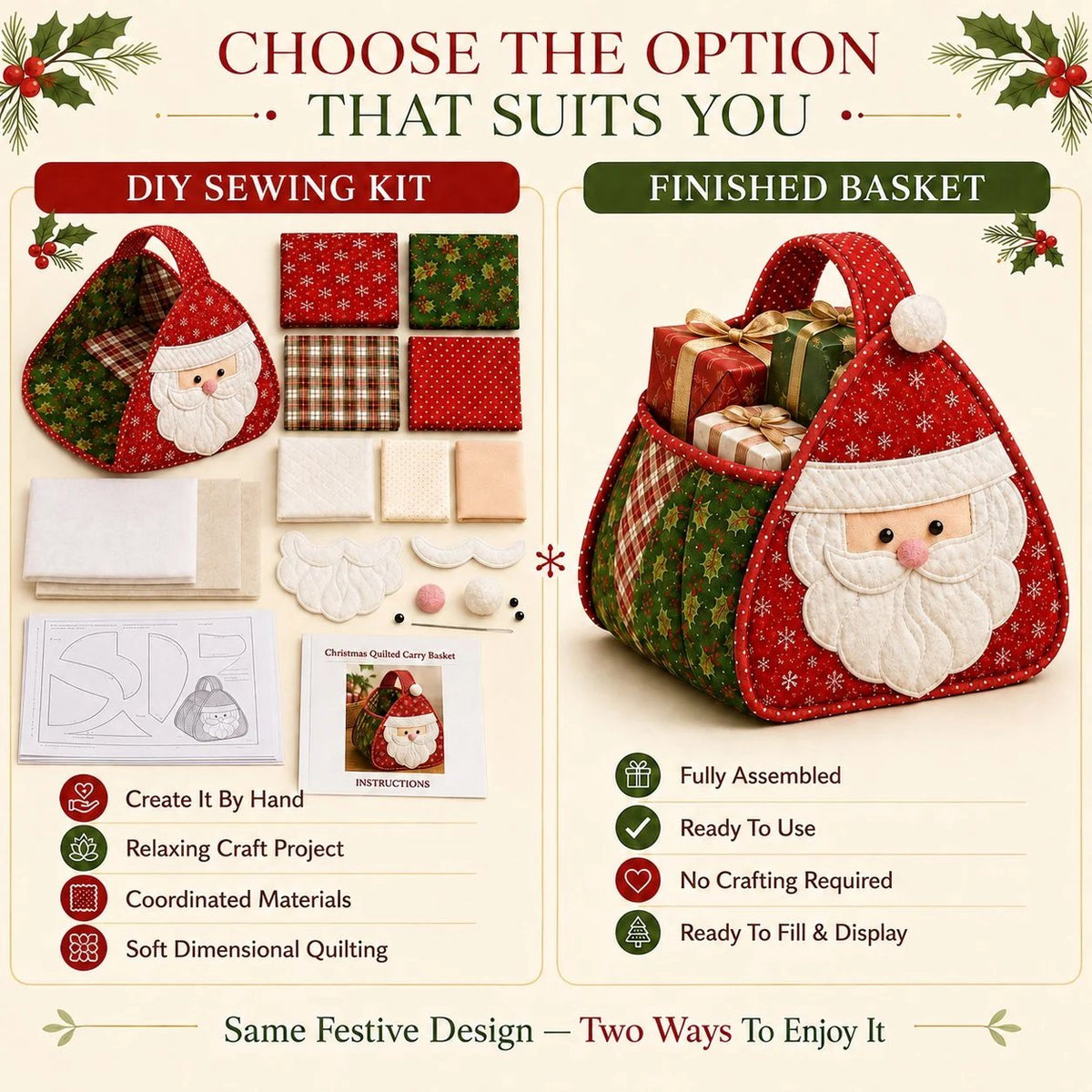 💯⏳  50% OFF – 🎄DIY Christmas Character Quilted Basket Kit🎁✨
