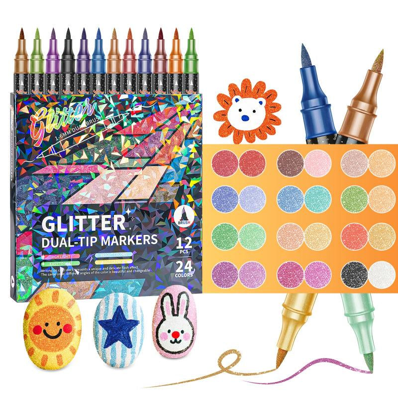 ⏰Last day Promotion 🔥-🎨 24/48/72/96 Color Glitter Markers for Endless Creative Fun ✨