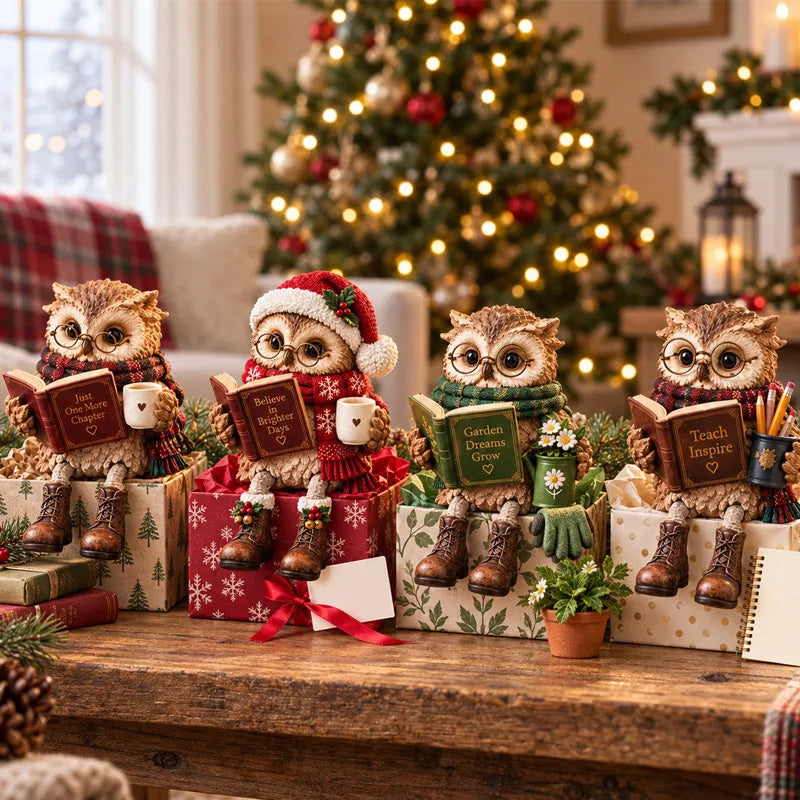 🍂 Holiday Celebration 50% OFF ✨-🦉Heartwarming Reading Owl Figurine for Cozy Book Lover Decor 📚