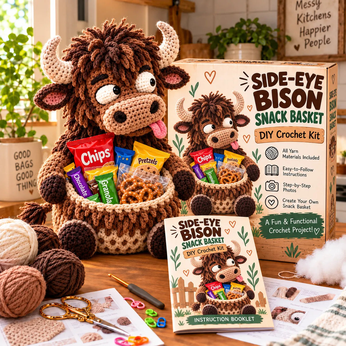 🧶 Holiday Celebration 50% OFF ✨-😂Funny Crochet Animal Snack Baskets for Cute Storage 🐻